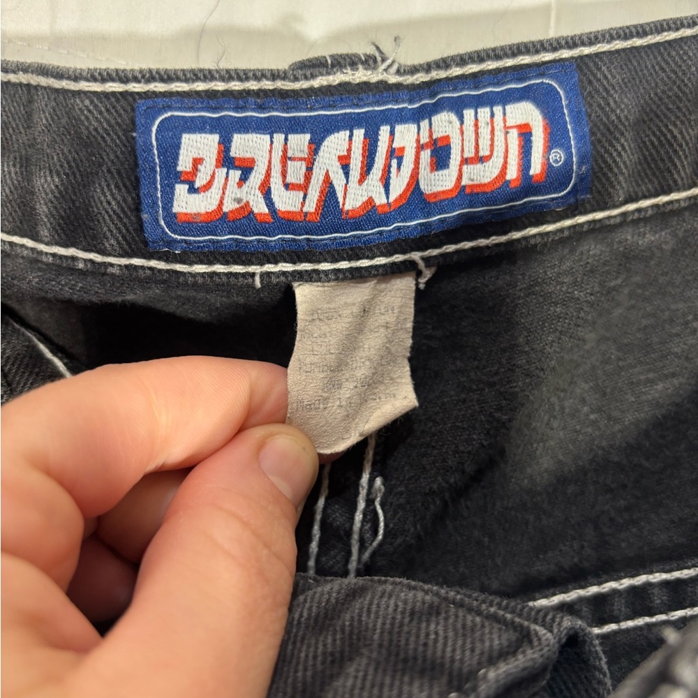 Vintage 90s BREAKDOWN Wide Leg Black Cargo Jeans JNCO Style - Picture 6 of 16